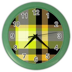 Tartan Abstract Background Pattern Textile 5 Color Wall Clocks by Celenk