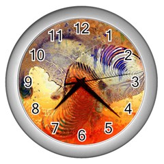 Dirty Dirt Image Spiral Wave Wall Clocks (silver)  by Celenk