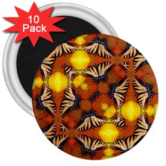 Dancing Butterfly Kaleidoscope 3  Magnets (10 Pack)  by Celenk