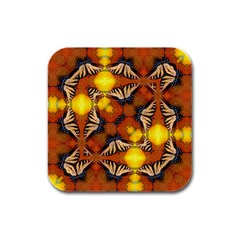 Dancing Butterfly Kaleidoscope Rubber Square Coaster (4 Pack)  by Celenk