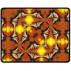 Dancing Butterfly Kaleidoscope Fleece Blanket (medium)  by Celenk