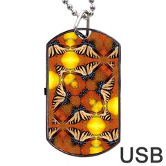 Dancing Butterfly Kaleidoscope Dog Tag Usb Flash (two Sides) by Celenk