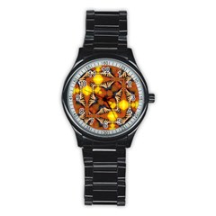 Dancing Butterfly Kaleidoscope Stainless Steel Round Watch by Celenk