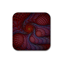 Fractal Red Fractal Art Digital Art Rubber Coaster (Square) 