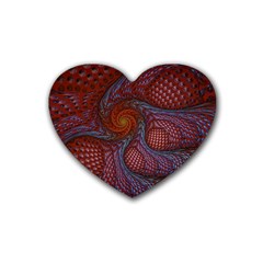 Fractal Red Fractal Art Digital Art Heart Coaster (4 pack) 