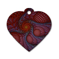 Fractal Red Fractal Art Digital Art Dog Tag Heart (two Sides) by Celenk