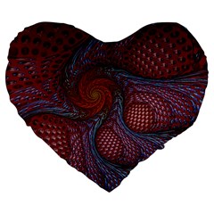 Fractal Red Fractal Art Digital Art Large 19  Premium Heart Shape Cushions