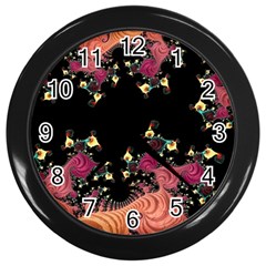 Fractal Fantasy Art Design Swirl Wall Clocks (black) by Celenk