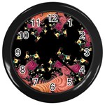 Fractal Fantasy Art Design Swirl Wall Clocks (Black) Front