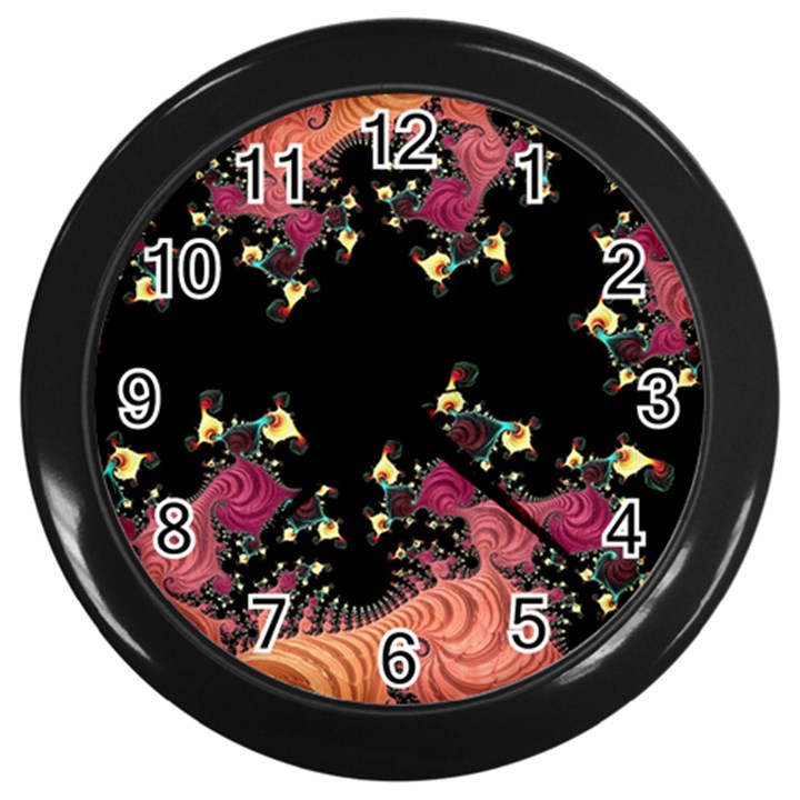 Fractal Fantasy Art Design Swirl Wall Clocks (Black)