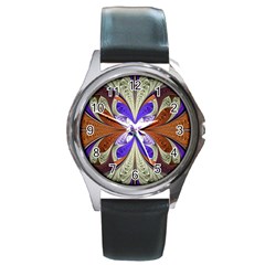 Fractal Splits Silver Gold Round Metal Watch by Celenk