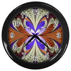 Fractal Splits Silver Gold Wall Clocks (black) by Celenk