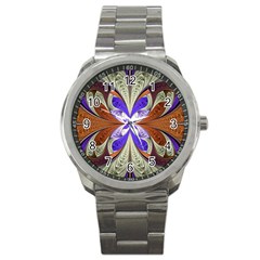 Fractal Splits Silver Gold Sport Metal Watch by Celenk