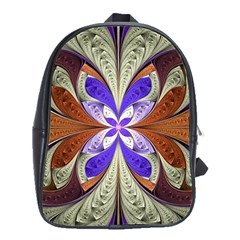 Fractal Splits Silver Gold School Bag (large) by Celenk