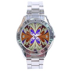 Fractal Splits Silver Gold Stainless Steel Analogue Watch by Celenk