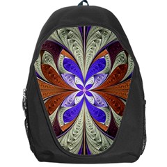 Fractal Splits Silver Gold Backpack Bag by Celenk