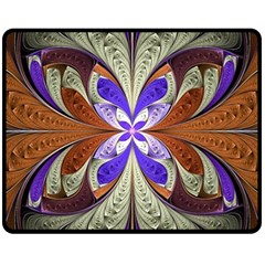 Fractal Splits Silver Gold Double Sided Fleece Blanket (medium)  by Celenk