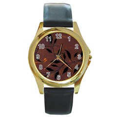 Texture Pattern Background Round Gold Metal Watch