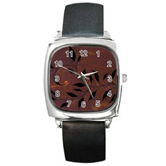 Texture Pattern Background Square Metal Watch