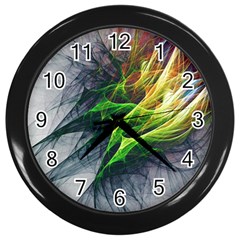 Fractal Art Paint Pattern Texture Wall Clocks (black) by Celenk