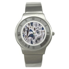 Pattern Embroidery Fabric Sew Stainless Steel Watch