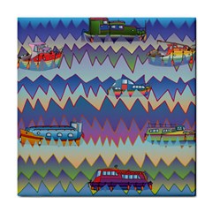 Zig Zag Boats Tile Coasters