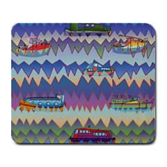 Zig zag boats Large Mousepads