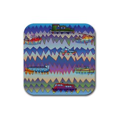 Zig zag boats Rubber Coaster (Square) 