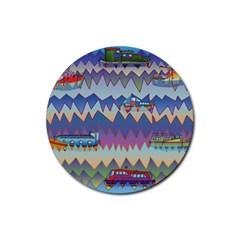 Zig zag boats Rubber Coaster (Round) 