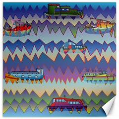 Zig zag boats Canvas 12  x 12  