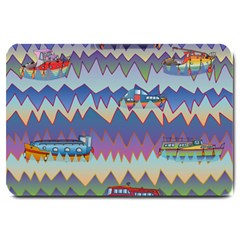 Zig Zag Boats Large Doormat  by CosmicEsoteric