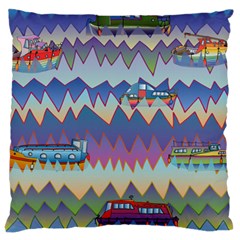 Zig Zag Boats Large Cushion Case (one Side) by CosmicEsoteric