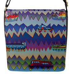 Zig Zag Boats Flap Messenger Bag (s) by CosmicEsoteric