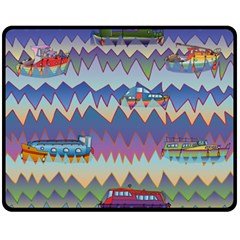 Zig zag boats Double Sided Fleece Blanket (Medium) 