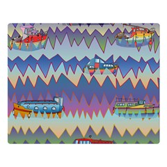 Zig Zag Boats Double Sided Flano Blanket (large)  by CosmicEsoteric