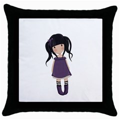 Dolly Girl In Purple Throw Pillow Case (black) by Valentinaart