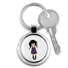 Dolly Girl In Purple Key Chains (round)  by Valentinaart