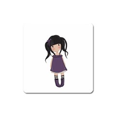 Dolly Girl In Purple Square Magnet by Valentinaart