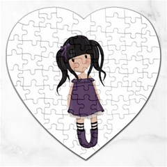 Dolly Girl In Purple Jigsaw Puzzle (heart) by Valentinaart