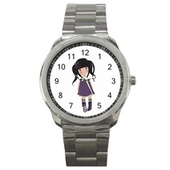 Dolly Girl In Purple Sport Metal Watch by Valentinaart