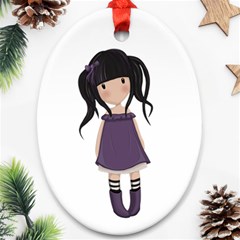 Dolly Girl In Purple Oval Ornament (two Sides) by Valentinaart