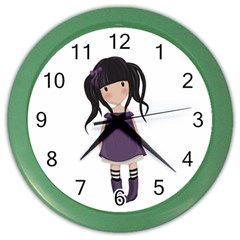 Dolly Girl In Purple Color Wall Clocks by Valentinaart