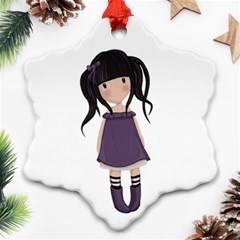 Dolly Girl In Purple Snowflake Ornament (two Sides) by Valentinaart