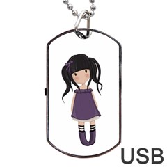 Dolly Girl In Purple Dog Tag Usb Flash (one Side) by Valentinaart