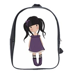 Dolly Girl In Purple School Bag (xl) by Valentinaart