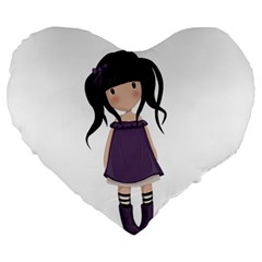 Dolly Girl In Purple Large 19  Premium Heart Shape Cushions by Valentinaart