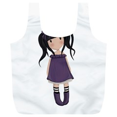 Dolly Girl In Purple Full Print Recycle Bags (l)  by Valentinaart