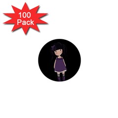 Dolly Girl In Purple 1  Mini Buttons (100 Pack)  by Valentinaart