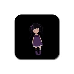 Dolly Girl In Purple Rubber Coaster (square)  by Valentinaart