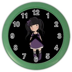 Dolly Girl In Purple Color Wall Clocks by Valentinaart